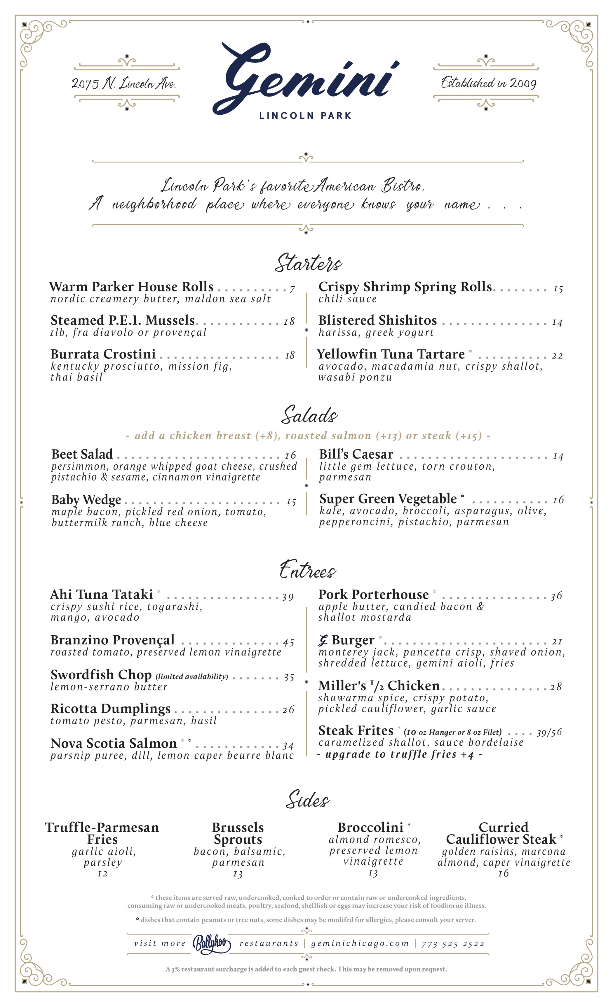 Dinner Menu