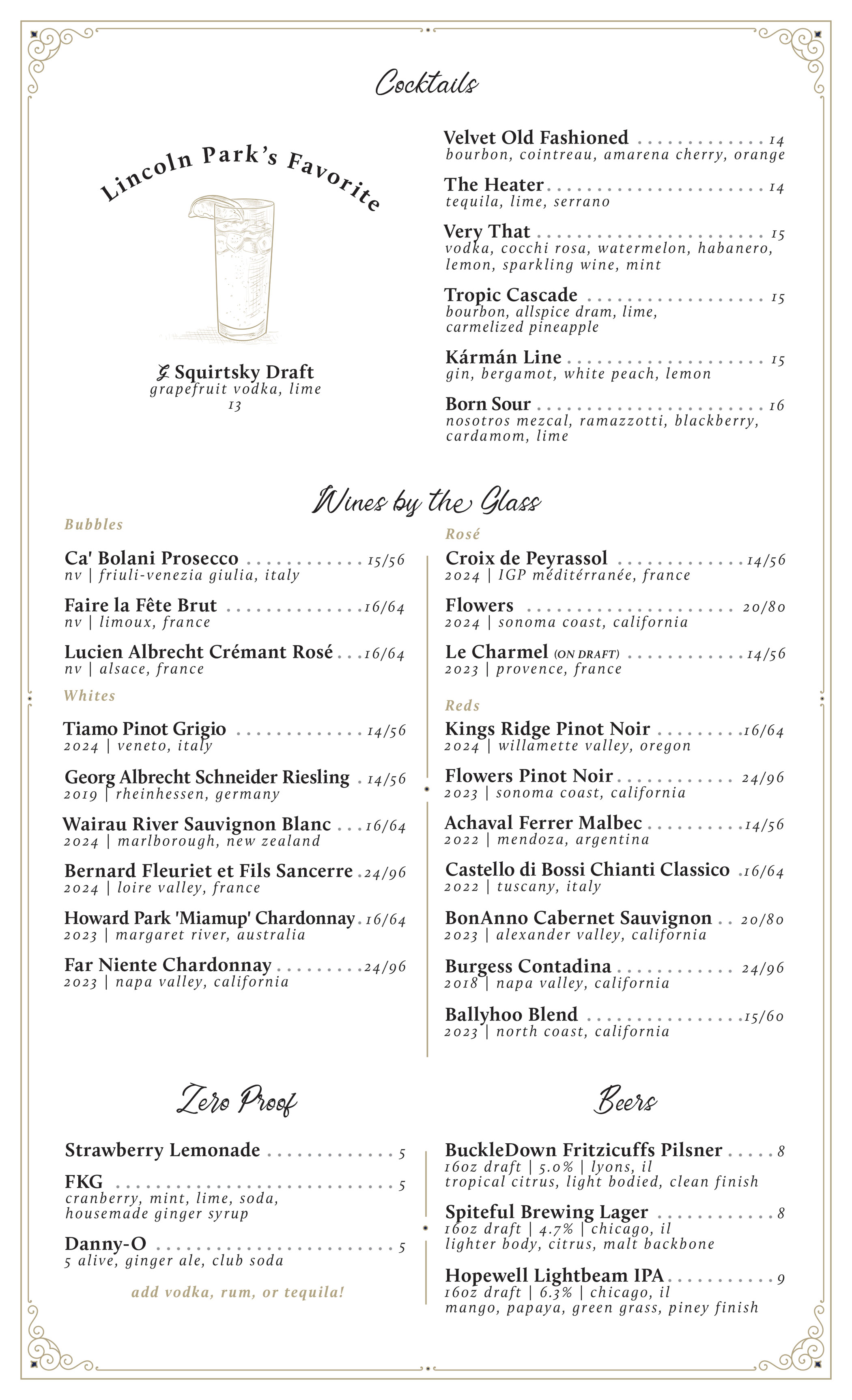 Dinner Menu