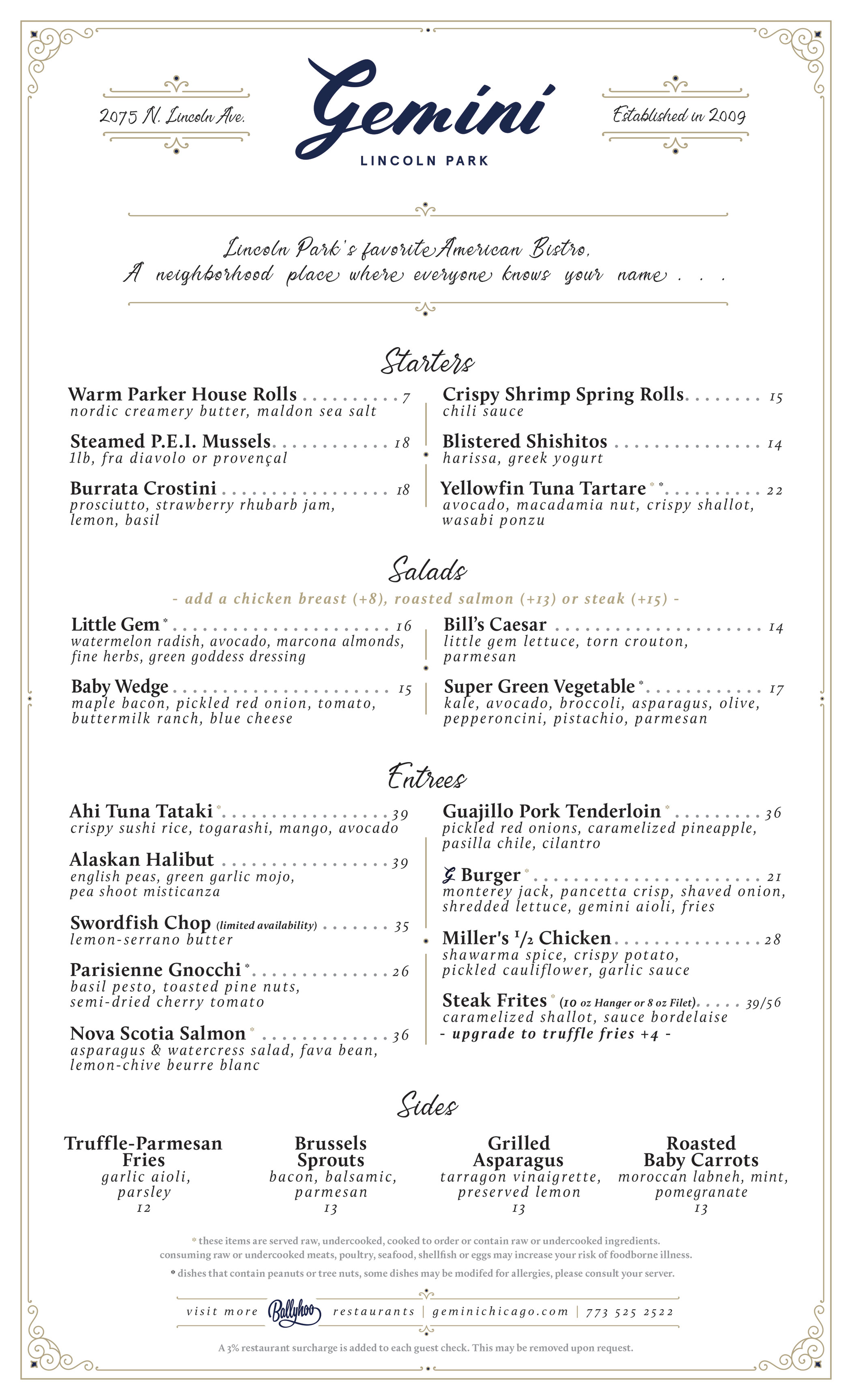 Dinner Menu
