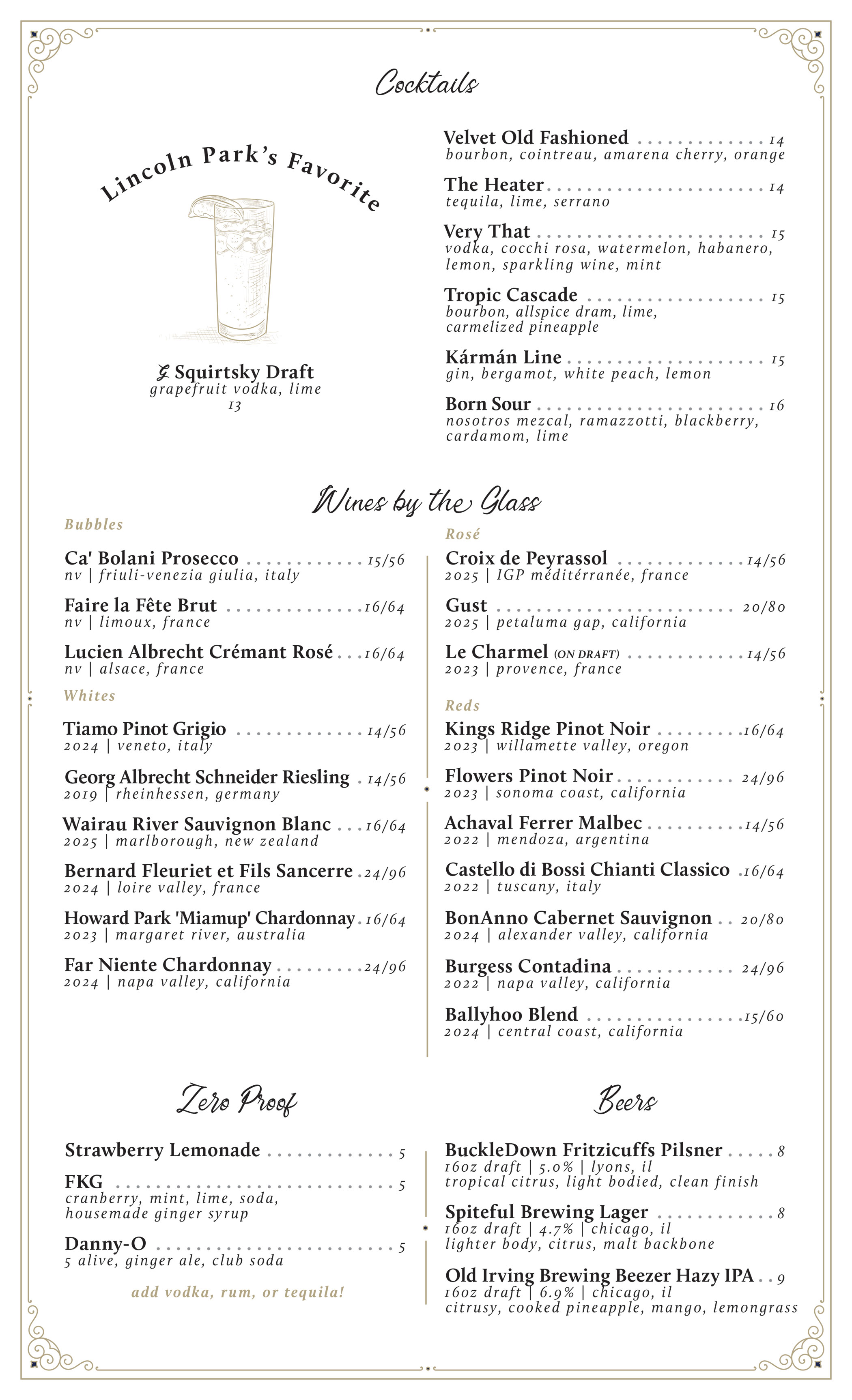 Dinner Menu