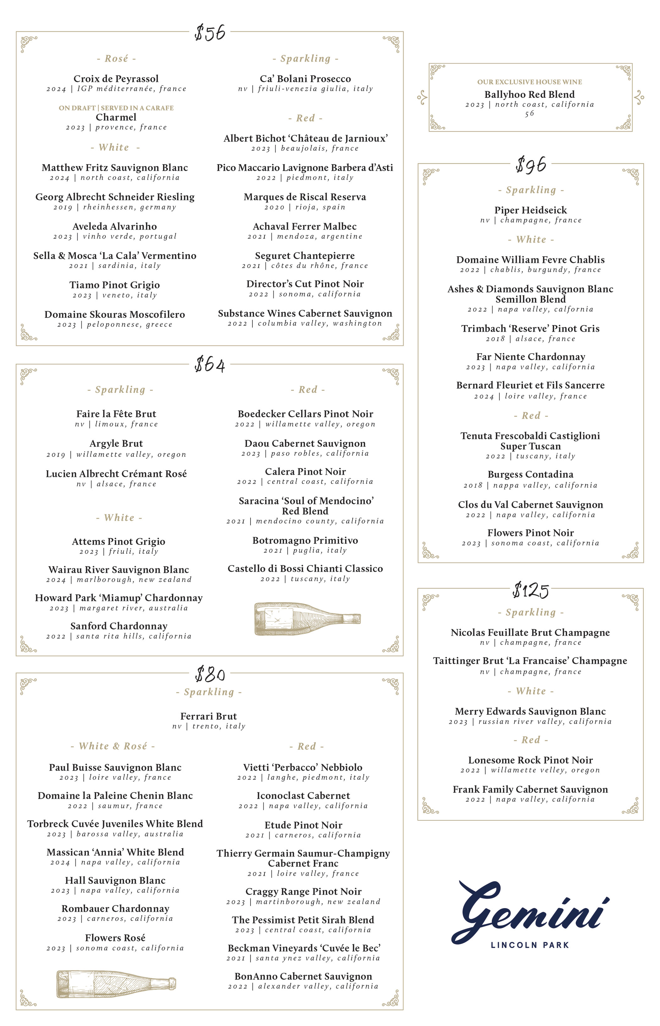 Wine Menu