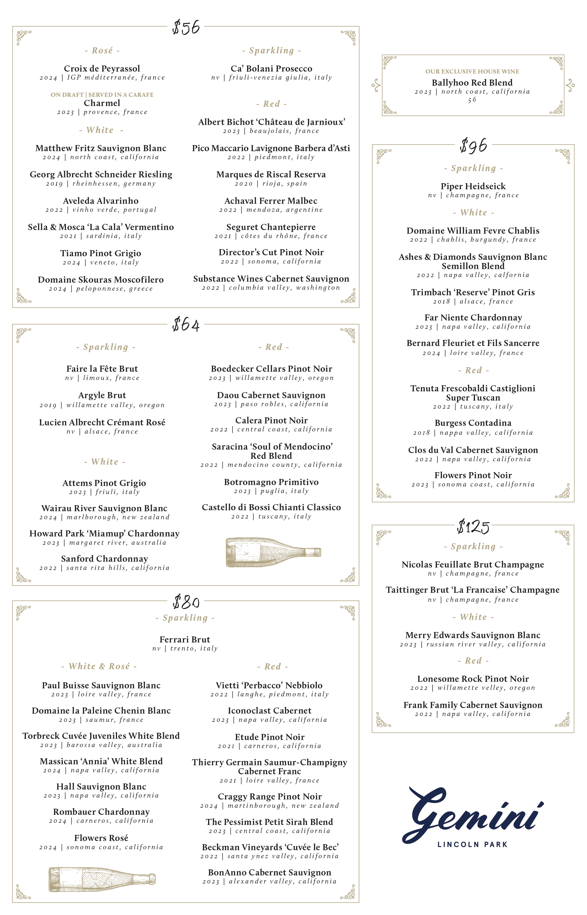 Wine Menu