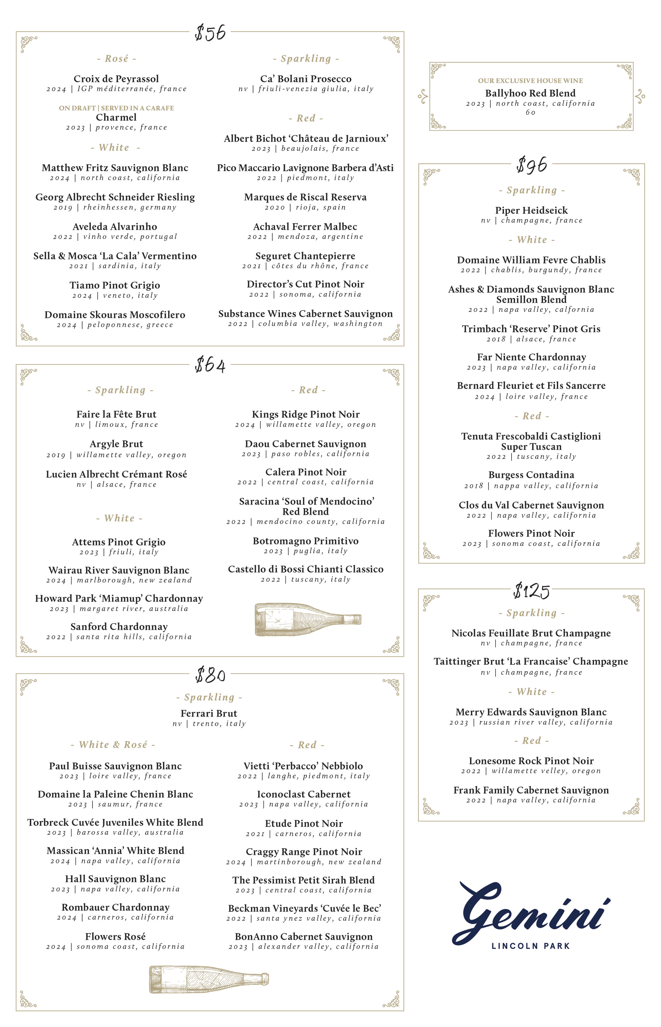 Wine Menu
