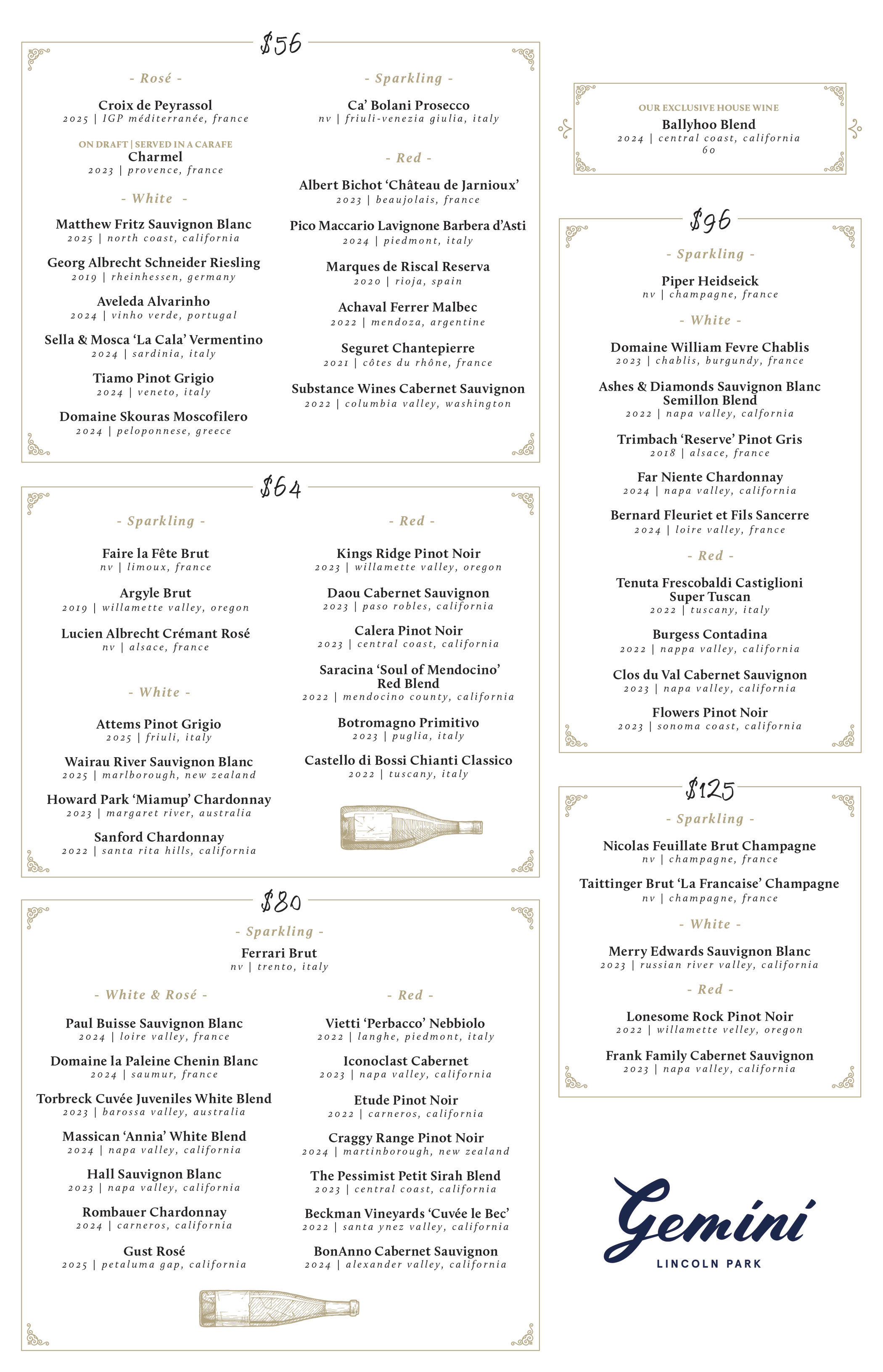 Wine Menu